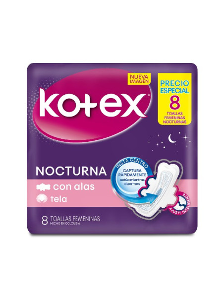 TOA.KOTEX NOCTURNA TELA 8 UDS P.E