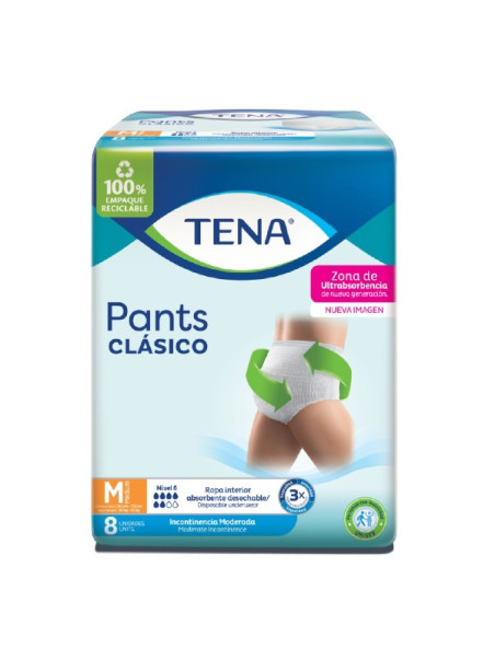 PAN.TENA PANTS CLASICO MEDIUM 8 UDS TRS