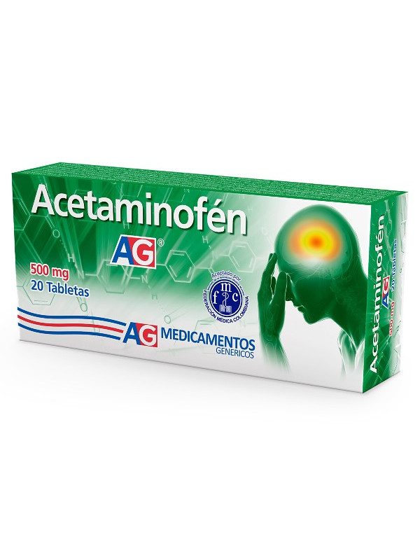 ACETAMINOFEN 500 MG 20 TABLETAS AG TRS