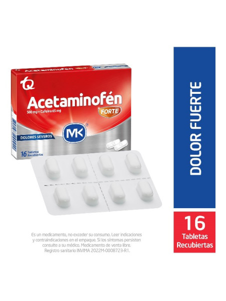 ACETAMINOFEN FORTE 16 TABLETAS MK