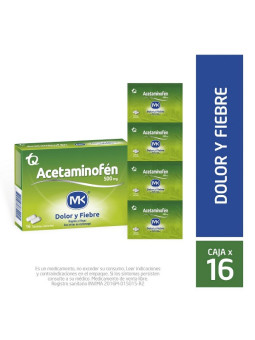ACETAMINOFEN 500 MG 16 TBS MK