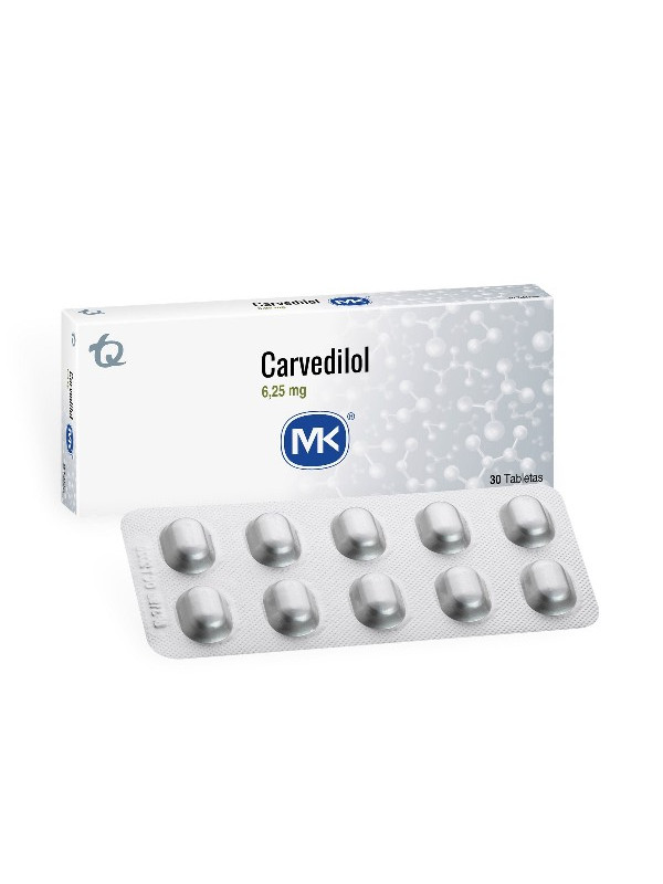 CARVEDILOL 6.25 MG 30 TABLETAS MK