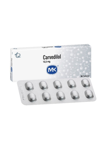 CARVEDILOL 12.5 MG 30 TABLETAS MK