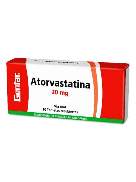 ATORVASTATINA 20 MG 10 TABLETAS GF TRS