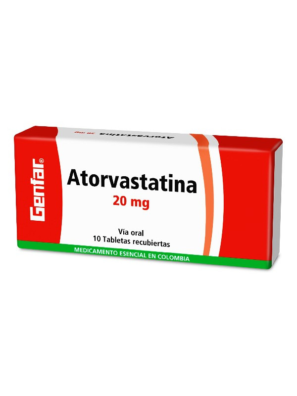 ATORVASTATINA 20 MG 10 TABLETAS GF TRS
