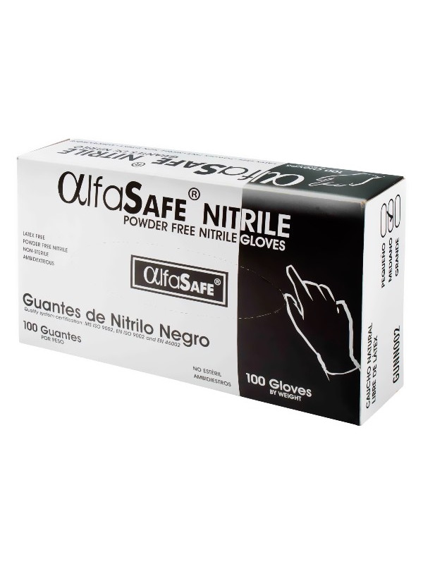 GUANTE NITRILO ALFA NEGRO T M 100 UND TRS