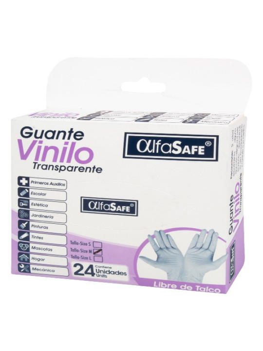 GUANTES VINILO ALFASAFE 24 UDS M TRS