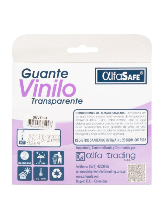 GUANTES VINILO ALFASAFE 24 UDS M TRS