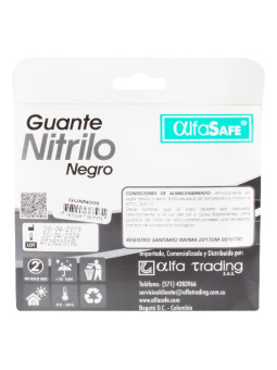 GUANTES NIT.ALFASAFE NEGRO TALLA L 24 TRS