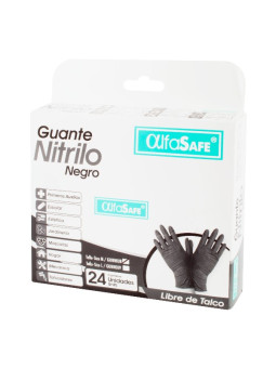 GUANTES NIT.ALFASAFE NEGRO TALLA M 24UDS TRS