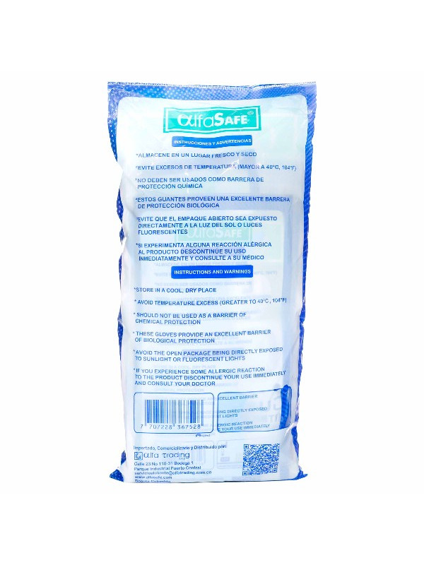 GUANTES NIT.ALFASAFE AZUL TALLA L 12 UDS TRS