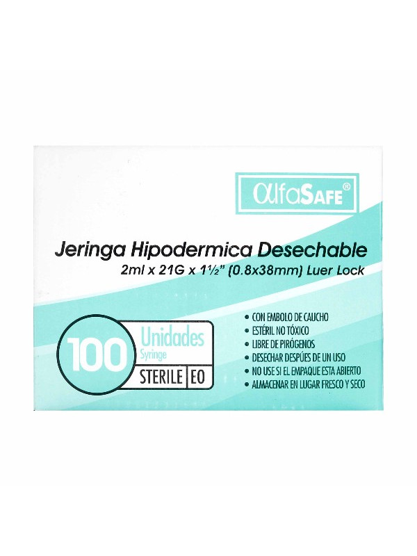 JERINGA ALFA 3P 2 ML 21 X 1 1/2 100 UDS TRS