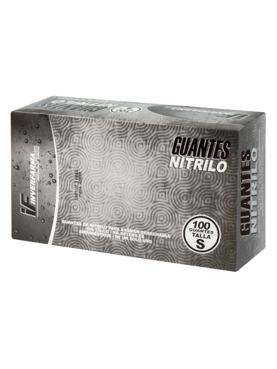 GUANTE NITRILO NEGRO T.S 100 UND INVERFA          