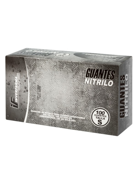 GUANTE NITRILO NEGRO T.S 100 UND INVERFA          
