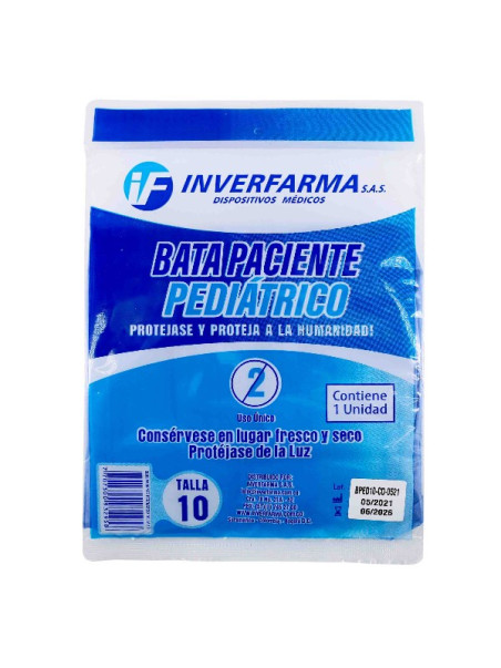 BATA PEDIATRICA MANGA LARGA TALLA 10