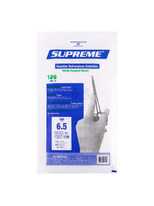 GUANTES QUIRURGICOS ESTERIL SUPREM T 6.5 TRS