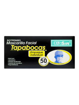 TAPABOCAS ALFA SAFE NEGRO EMP IND 50 UNID TRS