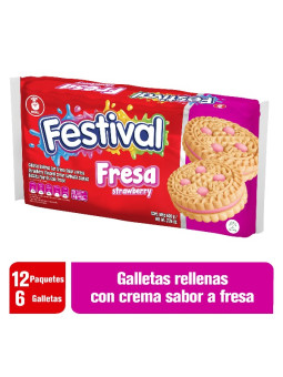 GALLETAS FESTIVAL FRESA 12 PAQ.6 UND